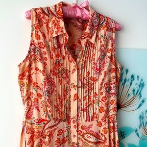 Nanette Lepore printed peach Pintuck dress